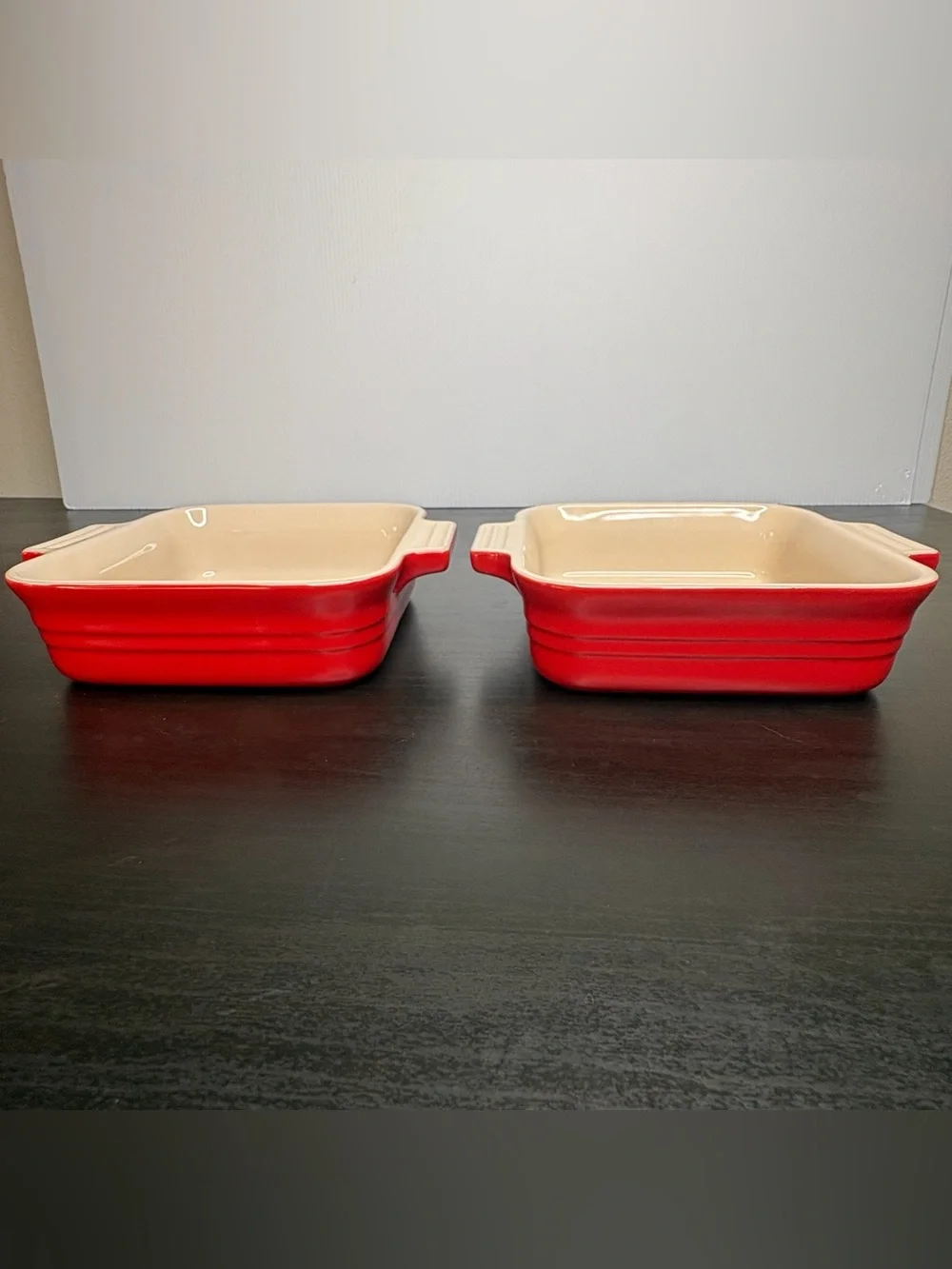 Cerise Red Le Creuset Square Petite Stoneware Baking Dish Set of 2 Casserole